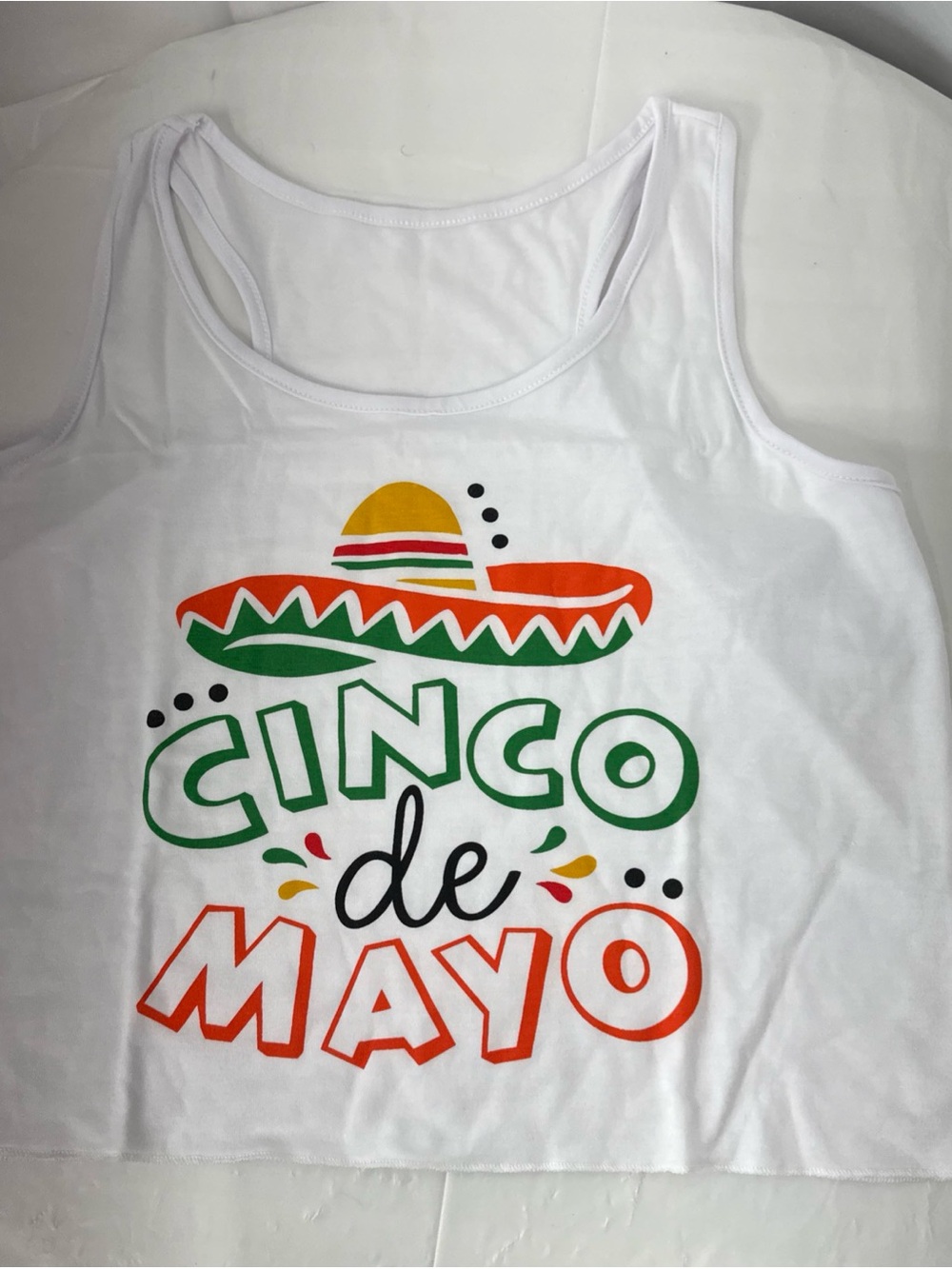 White Cinco de Mayo Graphic Tank Top - Women's Festive Tank